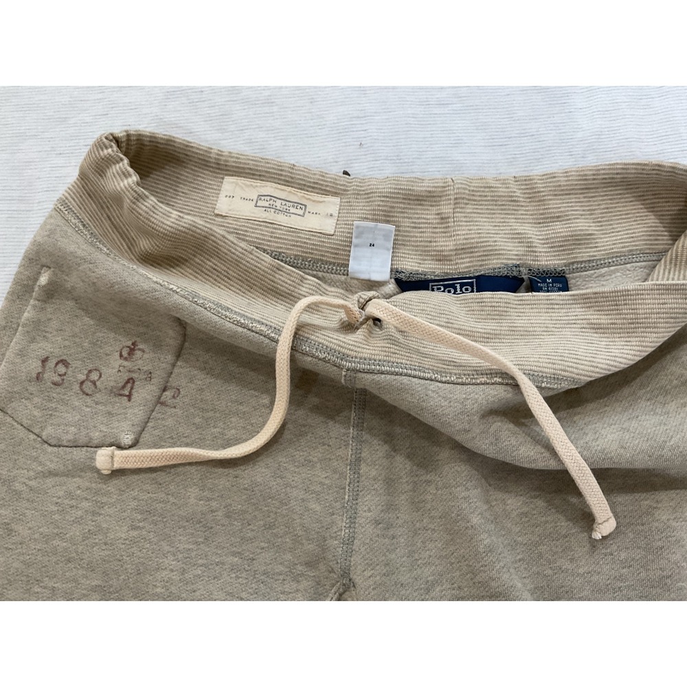 Polo Ralph Lauren Mens Vintage 1984 Cotton Fleece Sweatpants Tan Medium